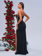 Floral Sequin Tube Top Panel Split Dress